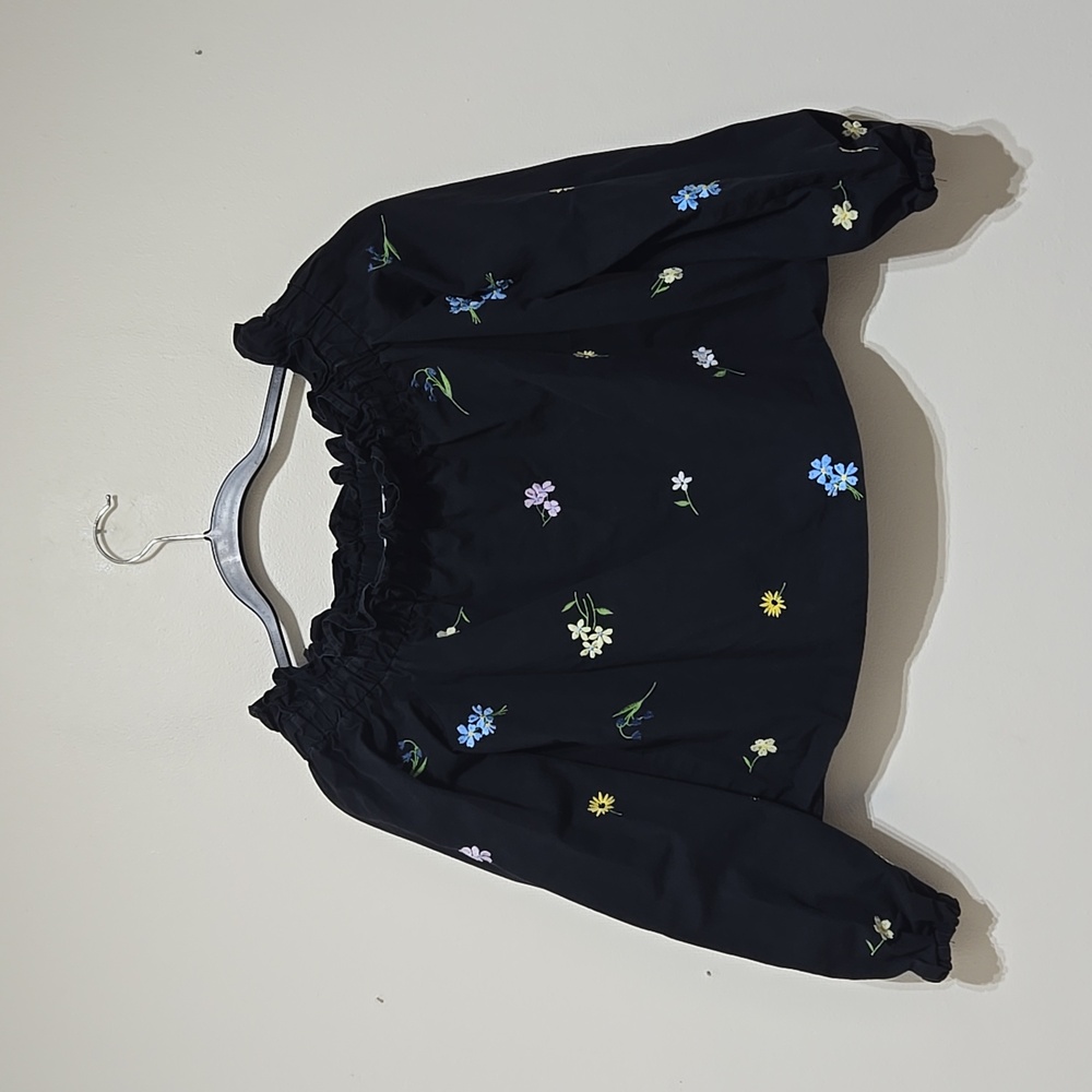 TOPSHOP Women's Floral Embroidered Bardot Top - Picture 1 of 3